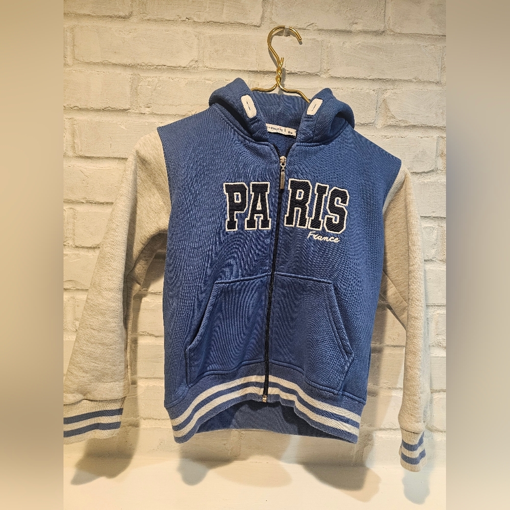 Paris Kids Blue and Gray Hoodie Size 8
